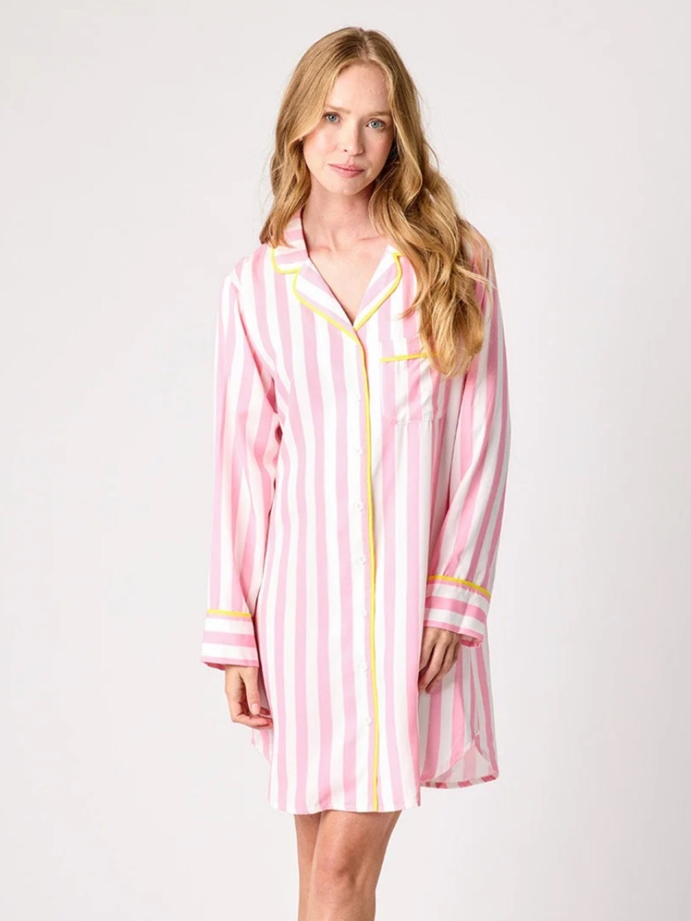 Katie Kime Retro Stripe Sleep Shirt - Pink & White